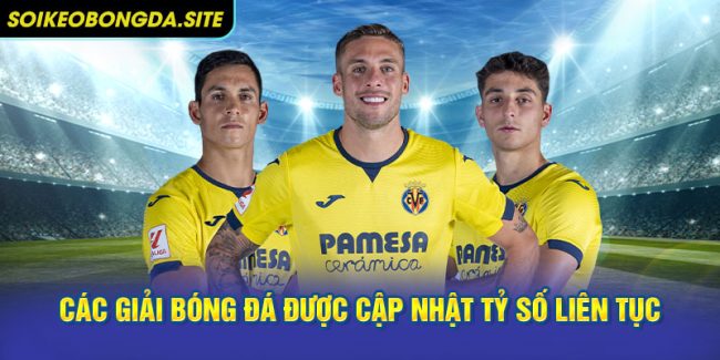 Các giải bóng đá trực tiếp được cập nhật tỷ số liên tục